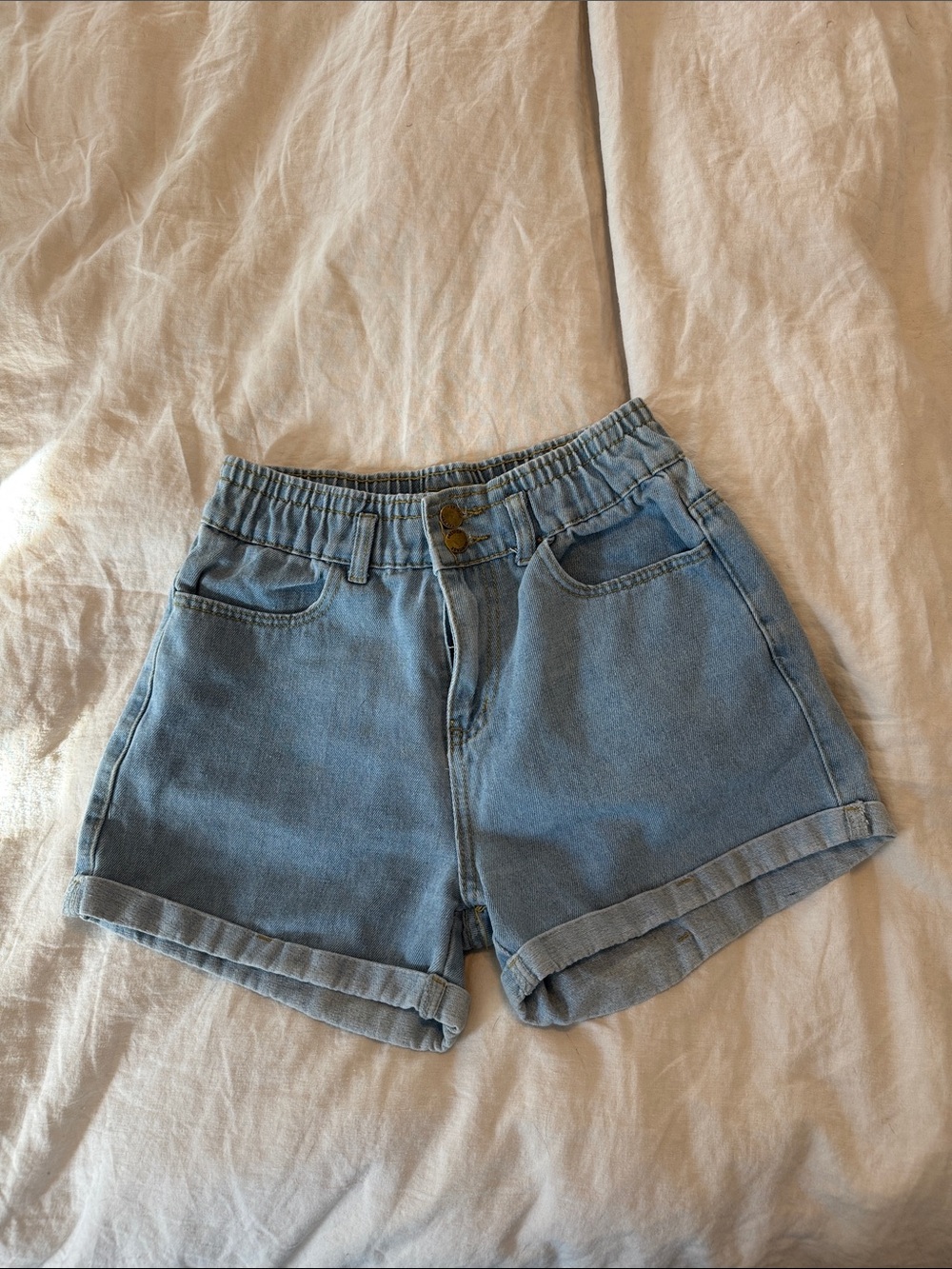 Falmer Heritage Light Blue High-Rise Rolled Hem Denim Shorts size Medium